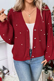 Pearl-Embellished Button Cardigan