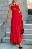 Halter Cutout Tiered Maxi Dress