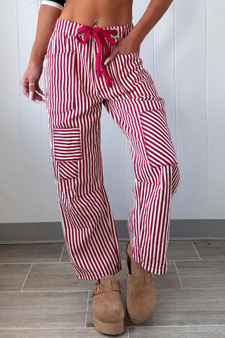 Striped Drawstring Casual Pants