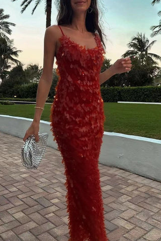 Sequin Evening Gown with Strappy Design