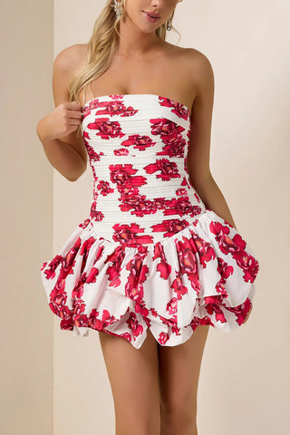 Strapless Floral Bubble Dress