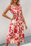Floral Print Sleeveless Midi Dress