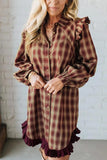 Plaid Ruffled Shirt Dress