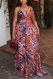 Halter Neck Patterned Maxi Dress