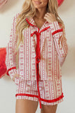 Heart Bow Print Pajama Shorts Set
