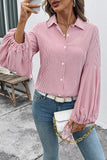 Striped Button-Up Blouse with Flared Sleeves