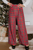Festive Plaid Wide Leg Pants