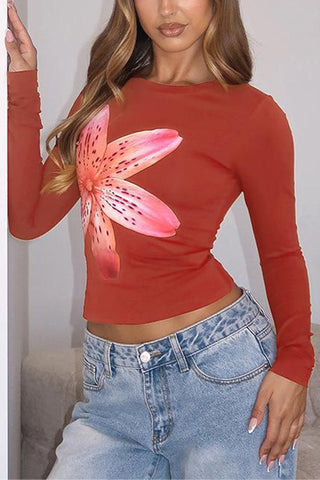Floral Print Long Sleeve Blouse