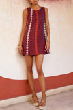 Embroidered Sleeveless Shift Dress