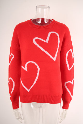 Heart Print Sweater for Effortless Style