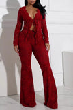 Tie-Front Lace Pants Set