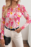 Valentine Heart Mesh Long Sleeve Top