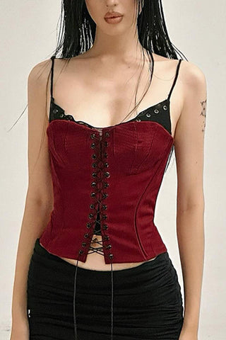 Lace-Up Corset Tank Top