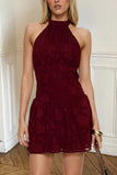 Halter Neck Floral Evening Dress
