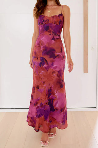 Abstract Print Spaghetti Strap Maxi Dress