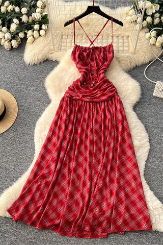 Strappy Plaid Maxi Dress