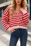 Striped Button-Front Cardigan