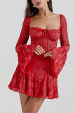 Sheer Lace Long Sleeve Dress
