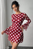 Polka Dot Deep V-Back Mini Dress