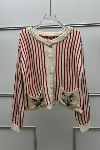 Striped Button-Front Cardigan