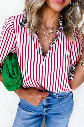 Striped Button-Up Blouse