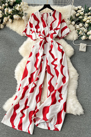 Wavy Patterned Wrap Dress