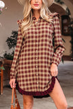 Plaid Ruffled Patchwork Hem Shirt Dress