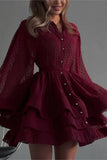 Button-Front Tiered Casual Dress