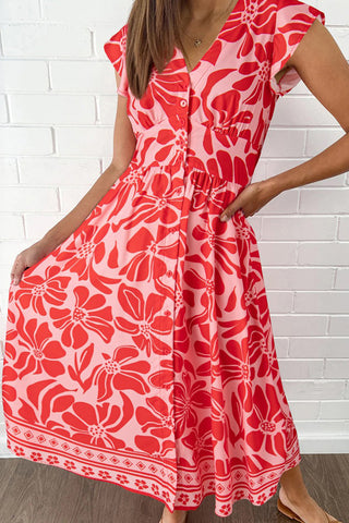 Button-Down Floral Casual Dress