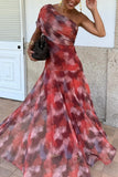 One-Shoulder Flowing Casual Dress