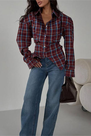 Plaid Button-Front Shirt