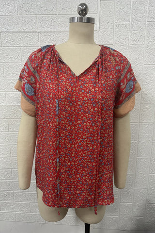 Floral-Printed V-Neck Blouse