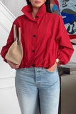 Stylish Button-Up Jacket with Drawstring Waist