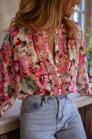 Floral Button-Front Blouse