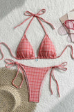 Stylish Plaid Bikini Set
