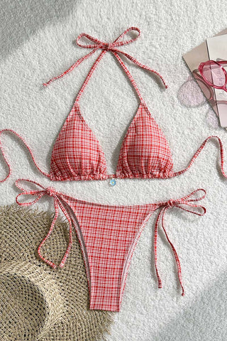 Stylish Plaid Bikini Set