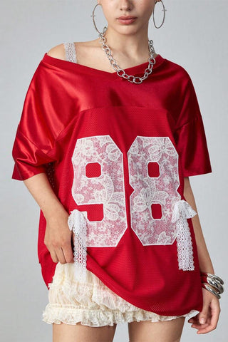 Lace Detail Oversized T-Shirt