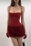 Strapless Fur-Trim Night Out Dress