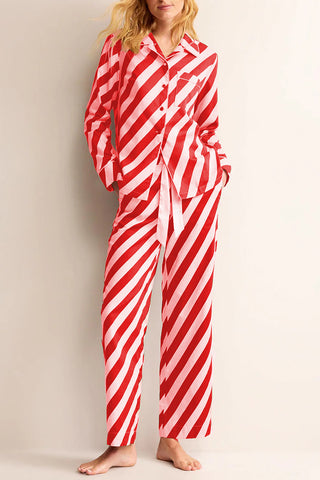 Striped Button-Up Pants Set