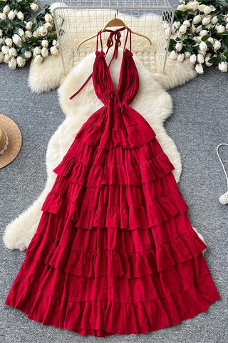 Halter Tiered Maxi Dress