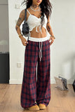 Stylish Plaid Wide-Leg Casual Pants
