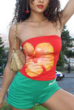 Strapless Floral Graphic Tank