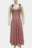 Striped V-Neck Vacation Dress