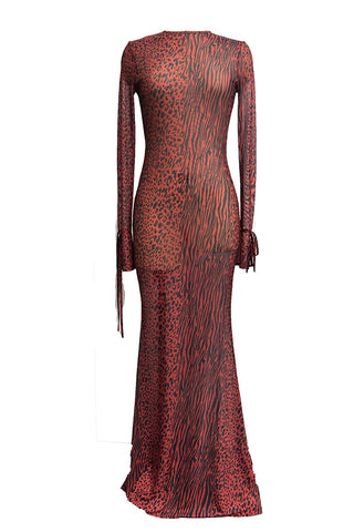 Animal Print Long Sleeve Dress