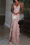 Backless Floral Maxi Dress