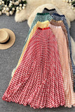 Checkered Flowing Maxi Skirt