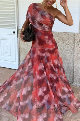 One-Shoulder Flowing Casual Dress