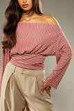 Off-Shoulder Striped T-Shirt