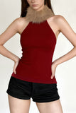 Furry Sleeveless Leopard Tank