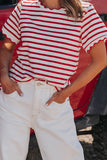 Striped Scallop-Edge T-Shirt